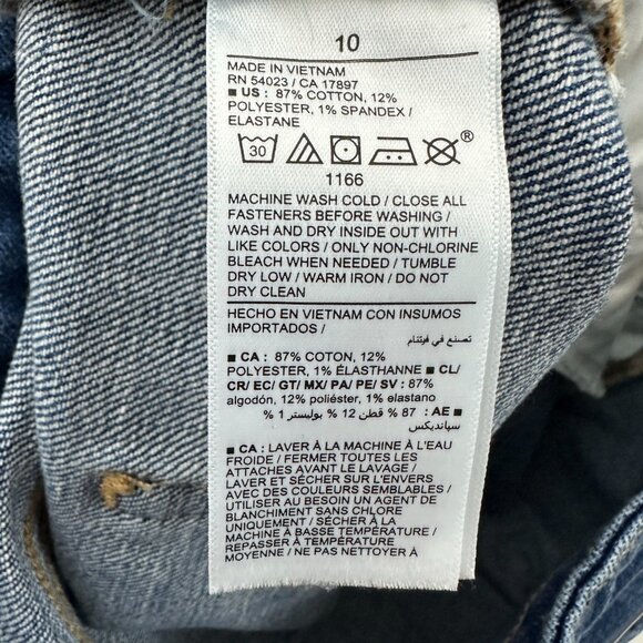 Old Navy High Rise OG Straight Distressed Raw Hem Women size 10 Blue Jean Shorts - Picture 3 of 4